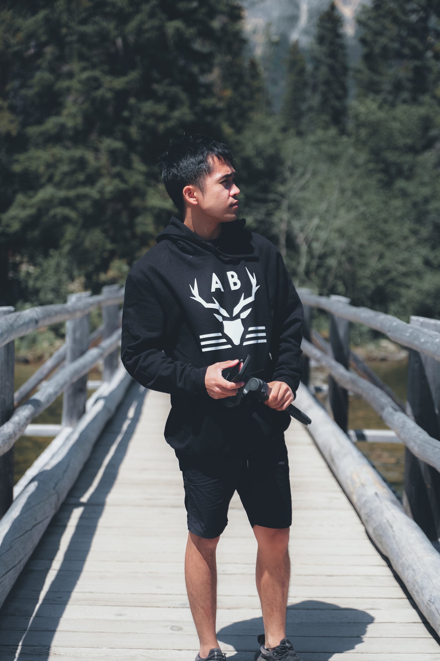 Cervidae Antler Black/White Hoodie